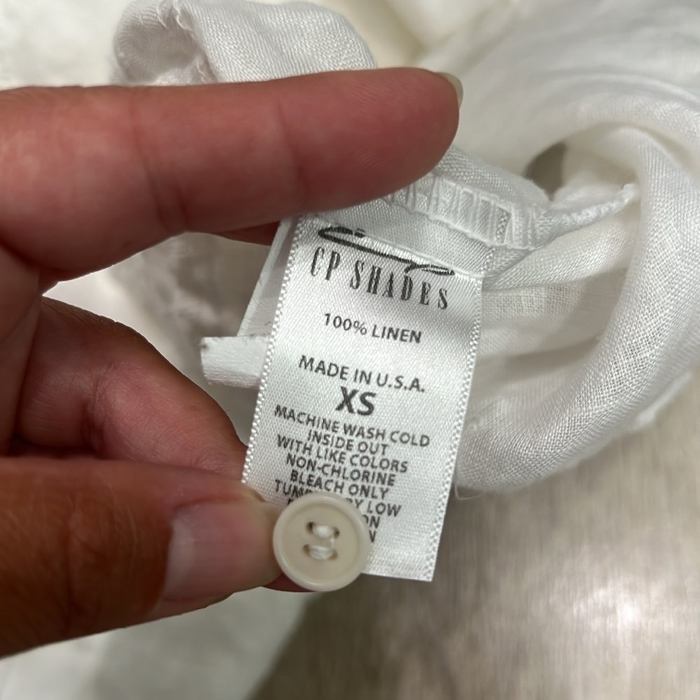 Spring CP SHADES l LINEN Tunic Mini Dress In White Sz XS - Picture 7 of 8